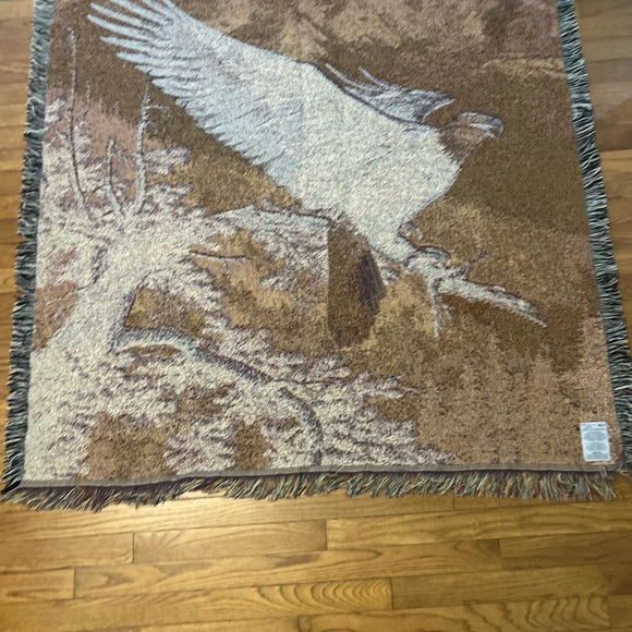 Lee Kromschroeder Tapestry Throw Art Bald Eagle Alpenglow Mohawk 58x50” USA EUC - Picture 7 of 8